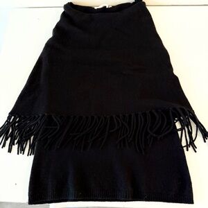 Minnie Rose Black 100% Cashmere Sleeveless Tank Fringe Pullover Sweater SZ S